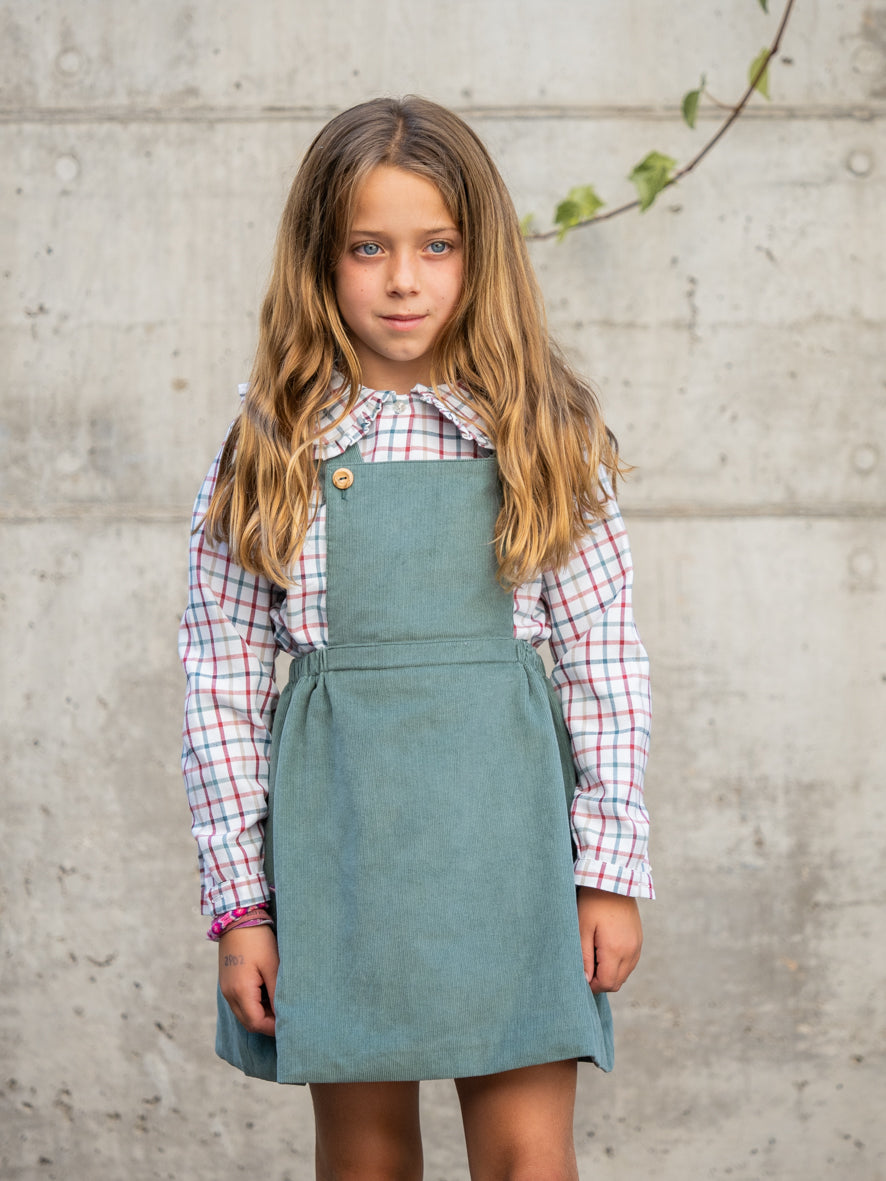 Green corduroy overall skirt