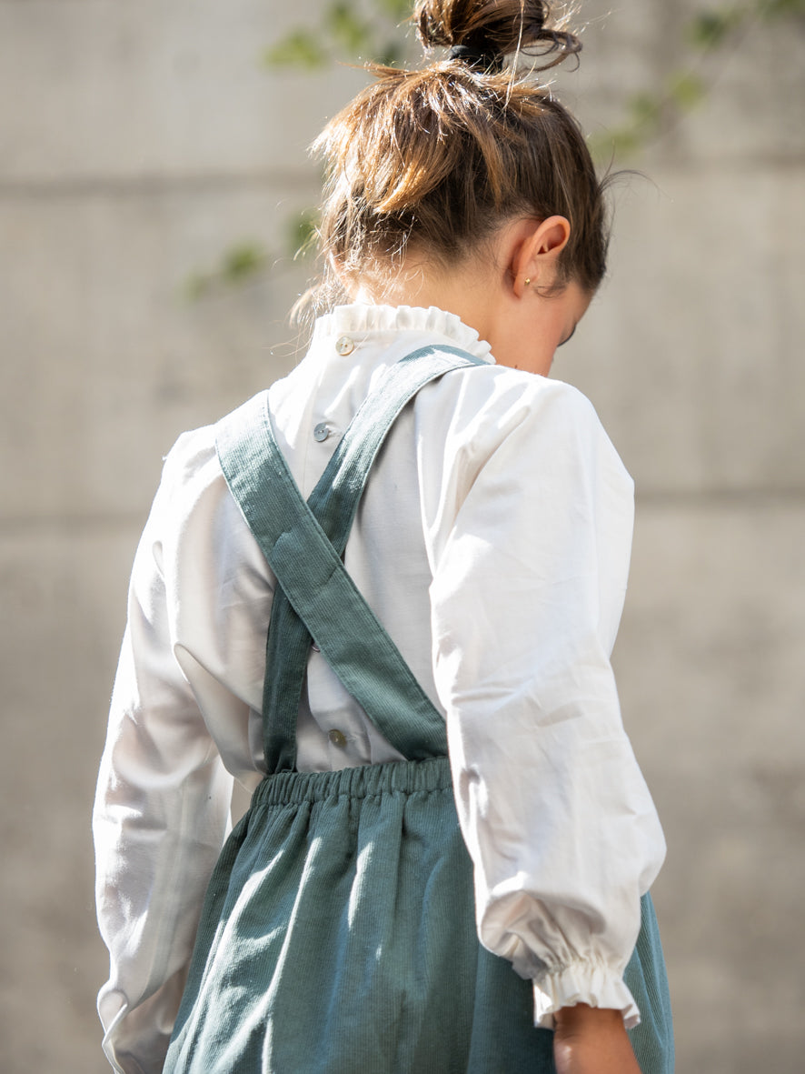 Green corduroy overall skirt