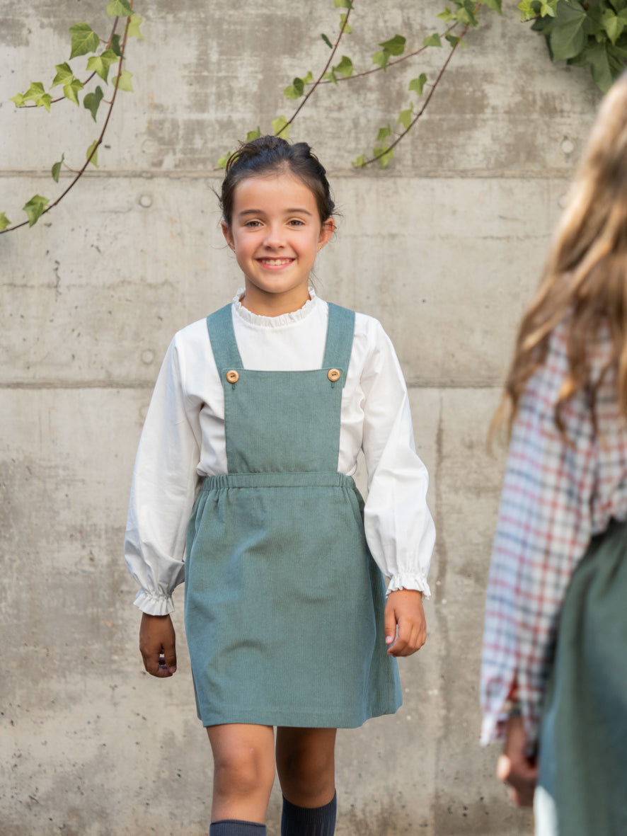 Green corduroy overall skirt