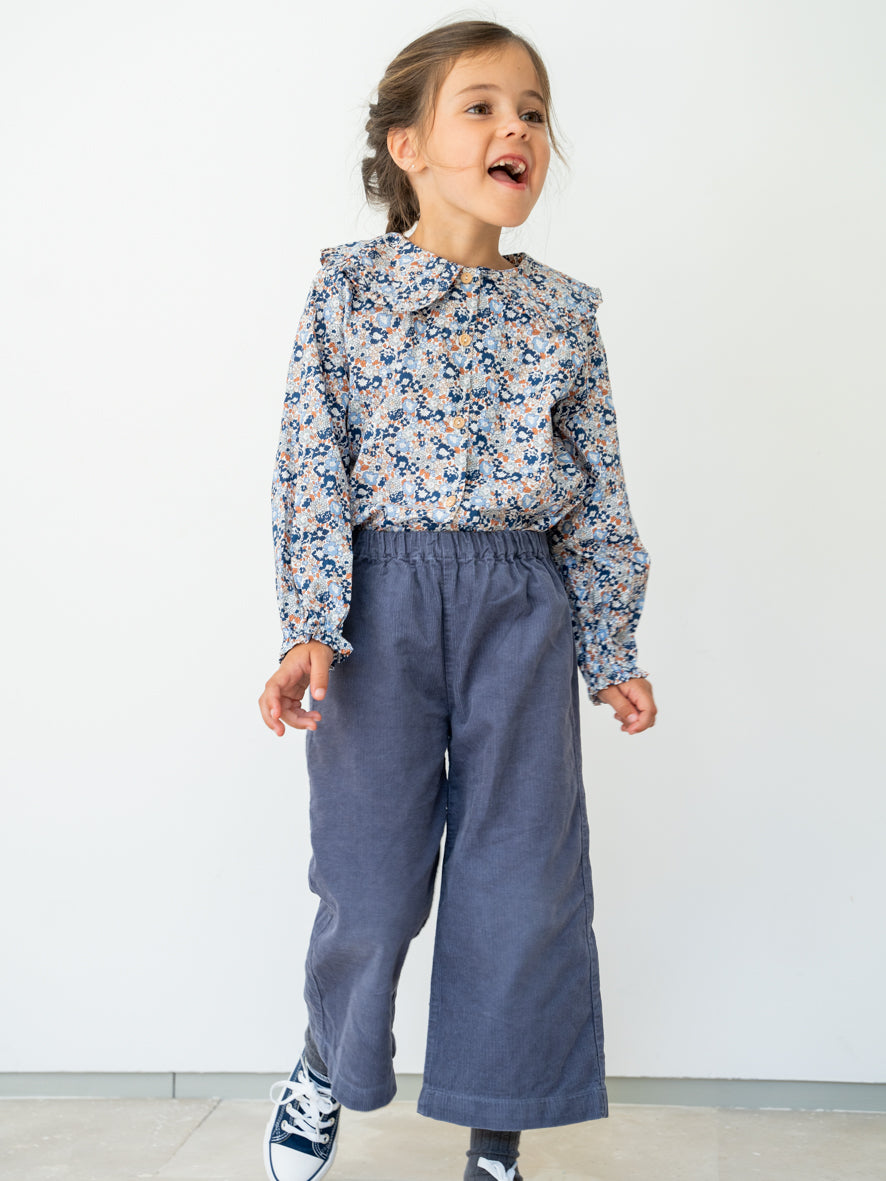 Pantalon en velours côtelé bleu