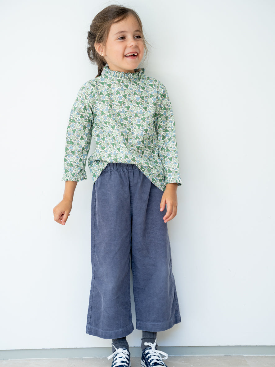 Pantalon en velours côtelé bleu