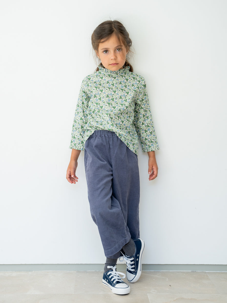 Pantalon en velours côtelé bleu