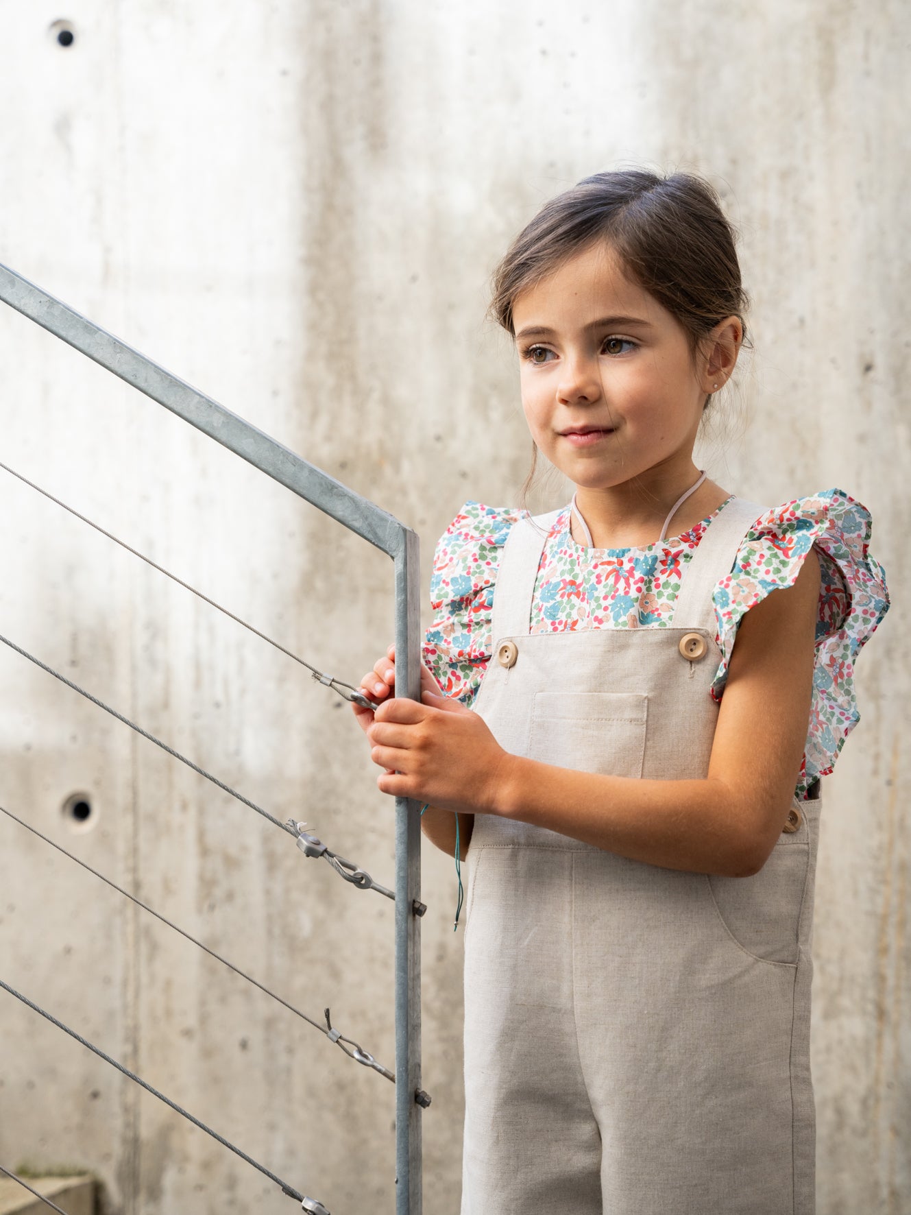 Long raw linen dungarees