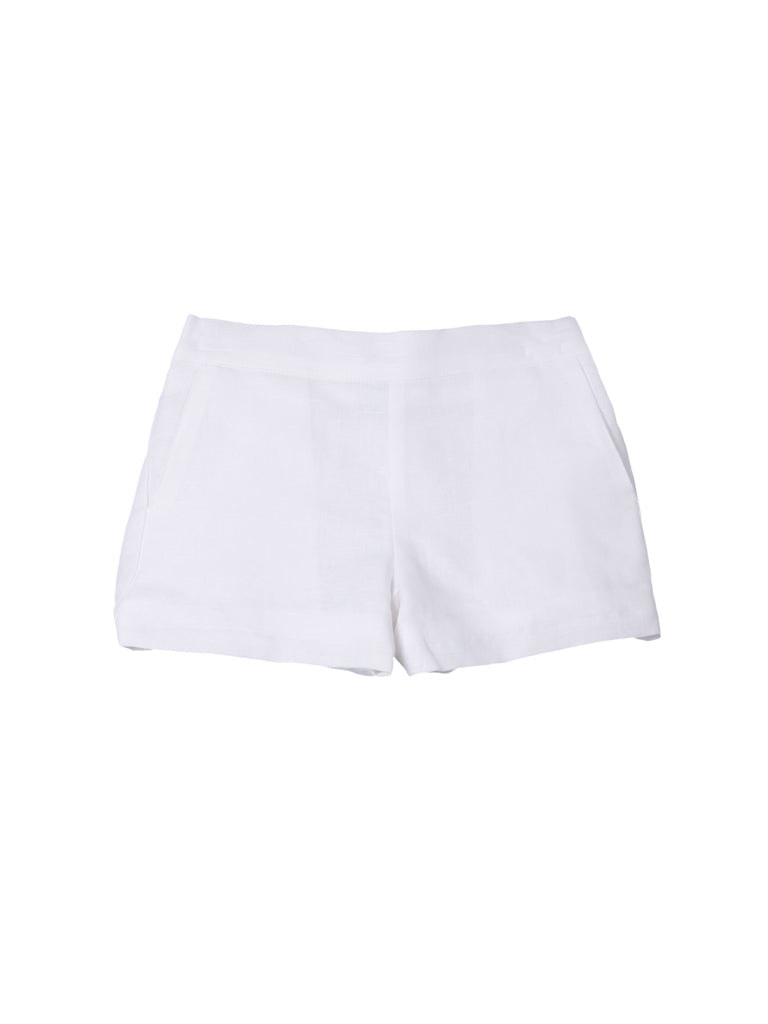 White linen shorts