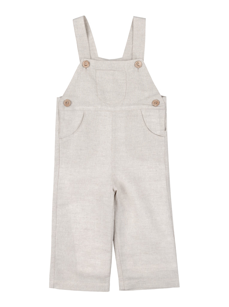 Long raw linen dungarees
