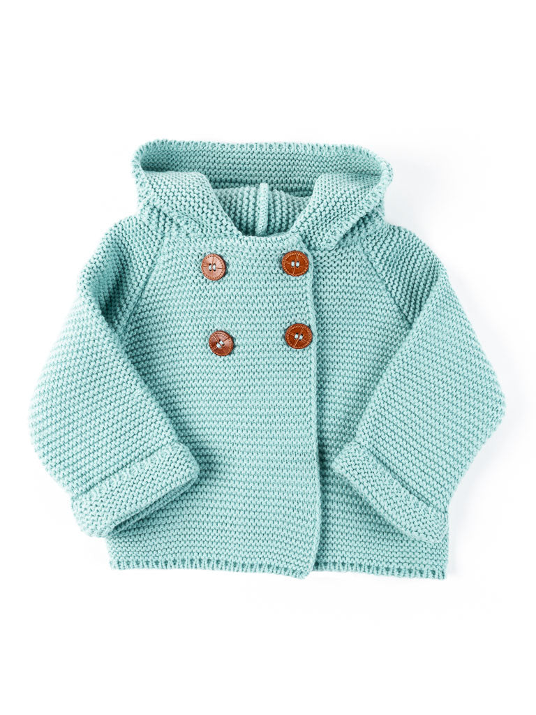 Light green knitted duffle coat