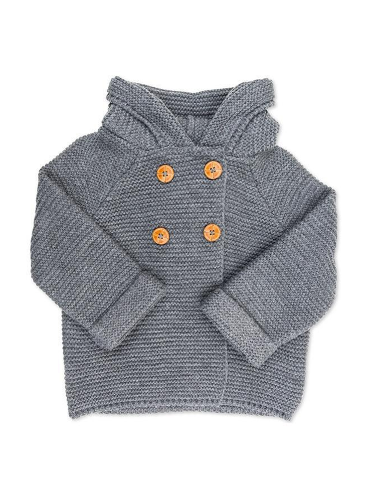 Grey knitted duffle coat