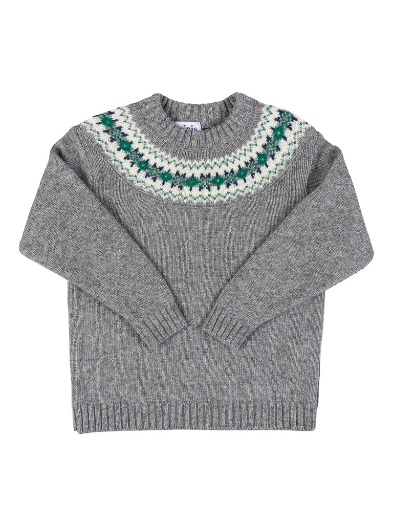 Pull gris vert Greca