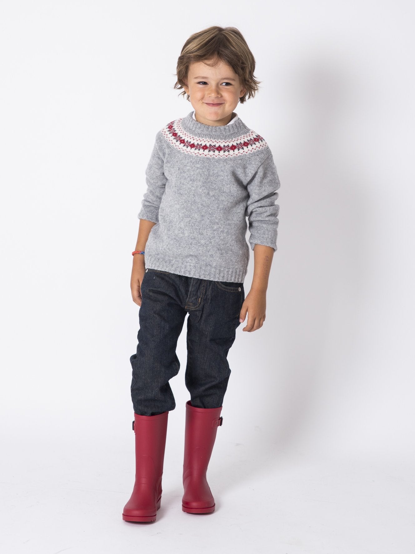 Jersey gris greca roja - Ropa niños online - Minis Baby&Kids