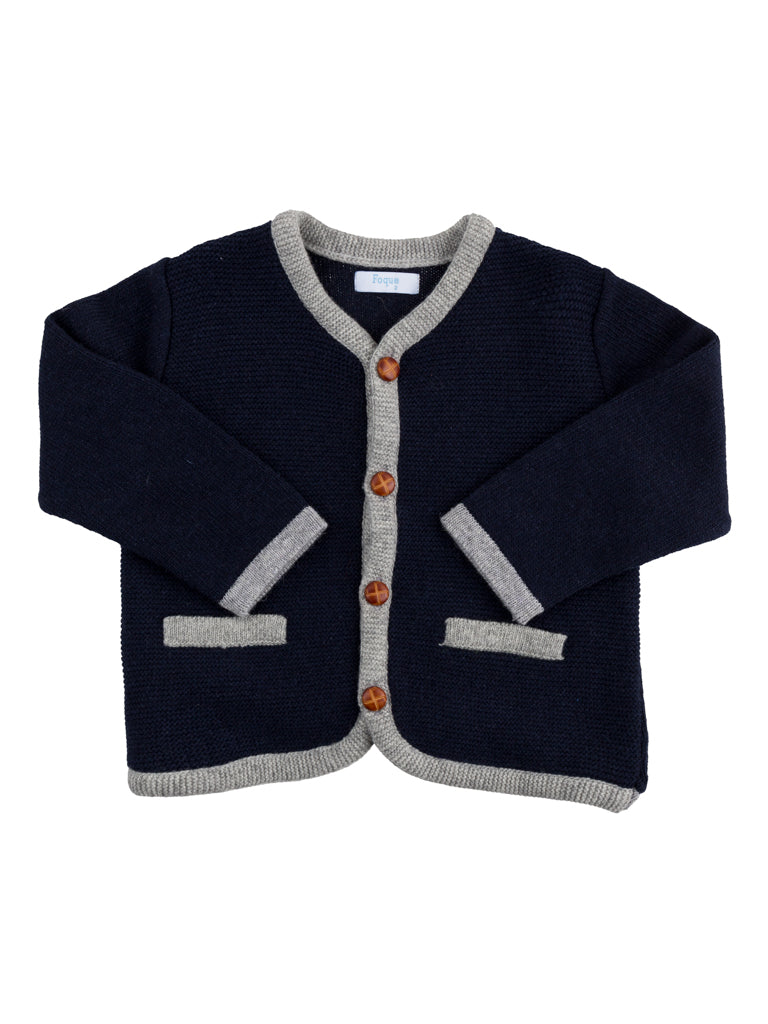 Veste bleue avec bordure grise