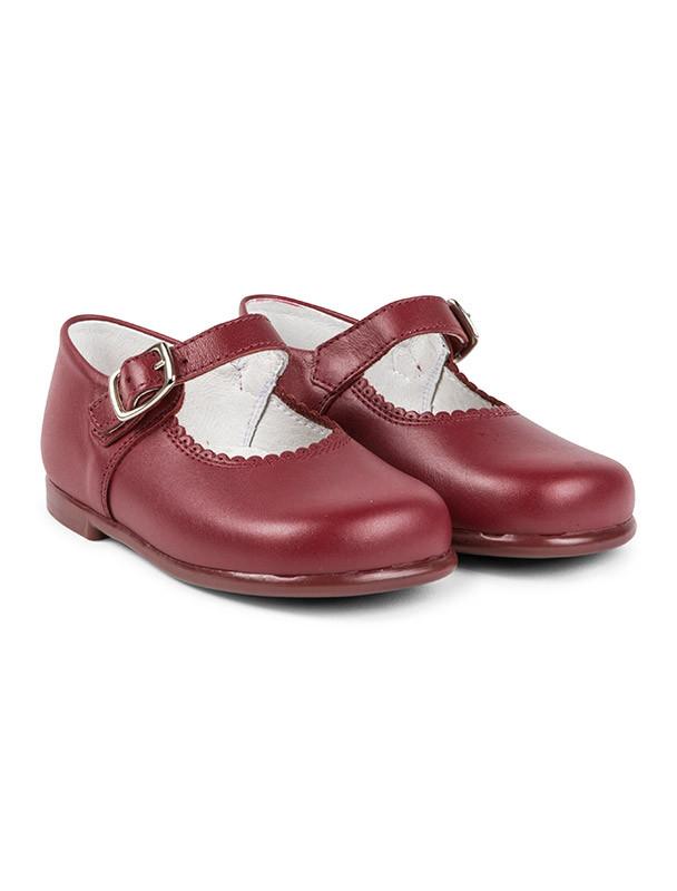 Merceditas piel burdeos para niña Minis Baby&Kids