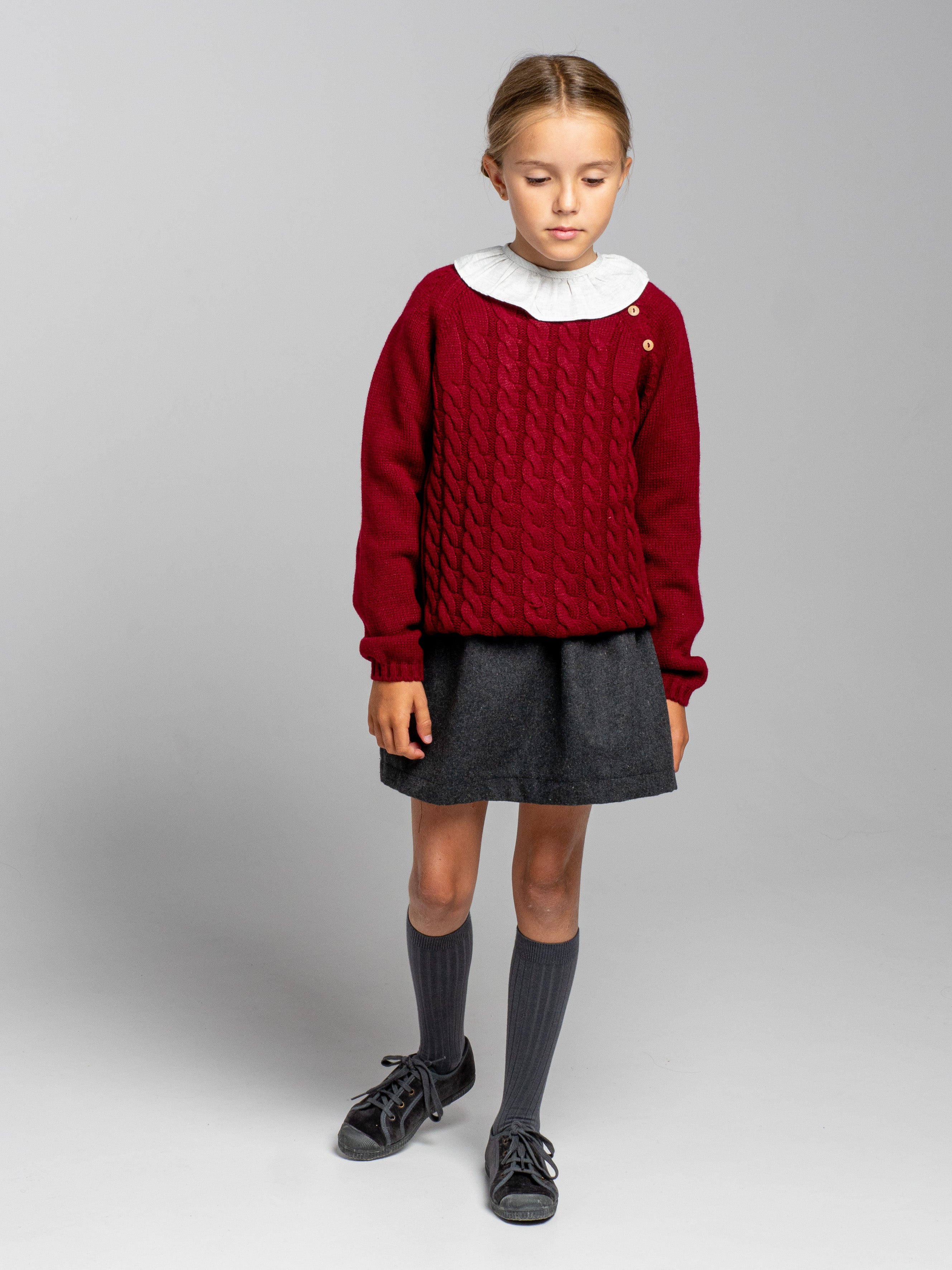 Pull en maille bordeaux