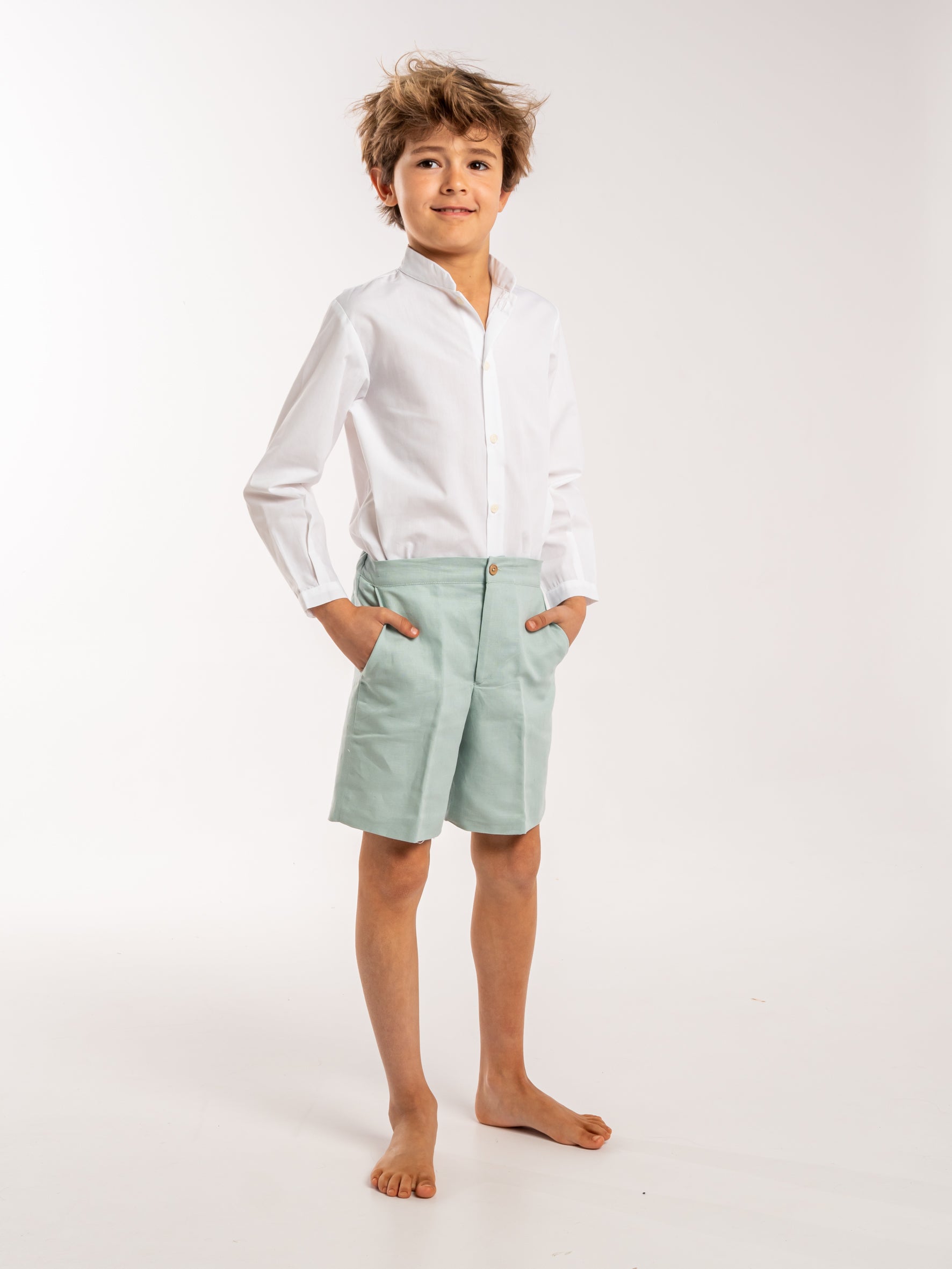 Pantalon corto pana verde agua - Numabela - Moda infantil