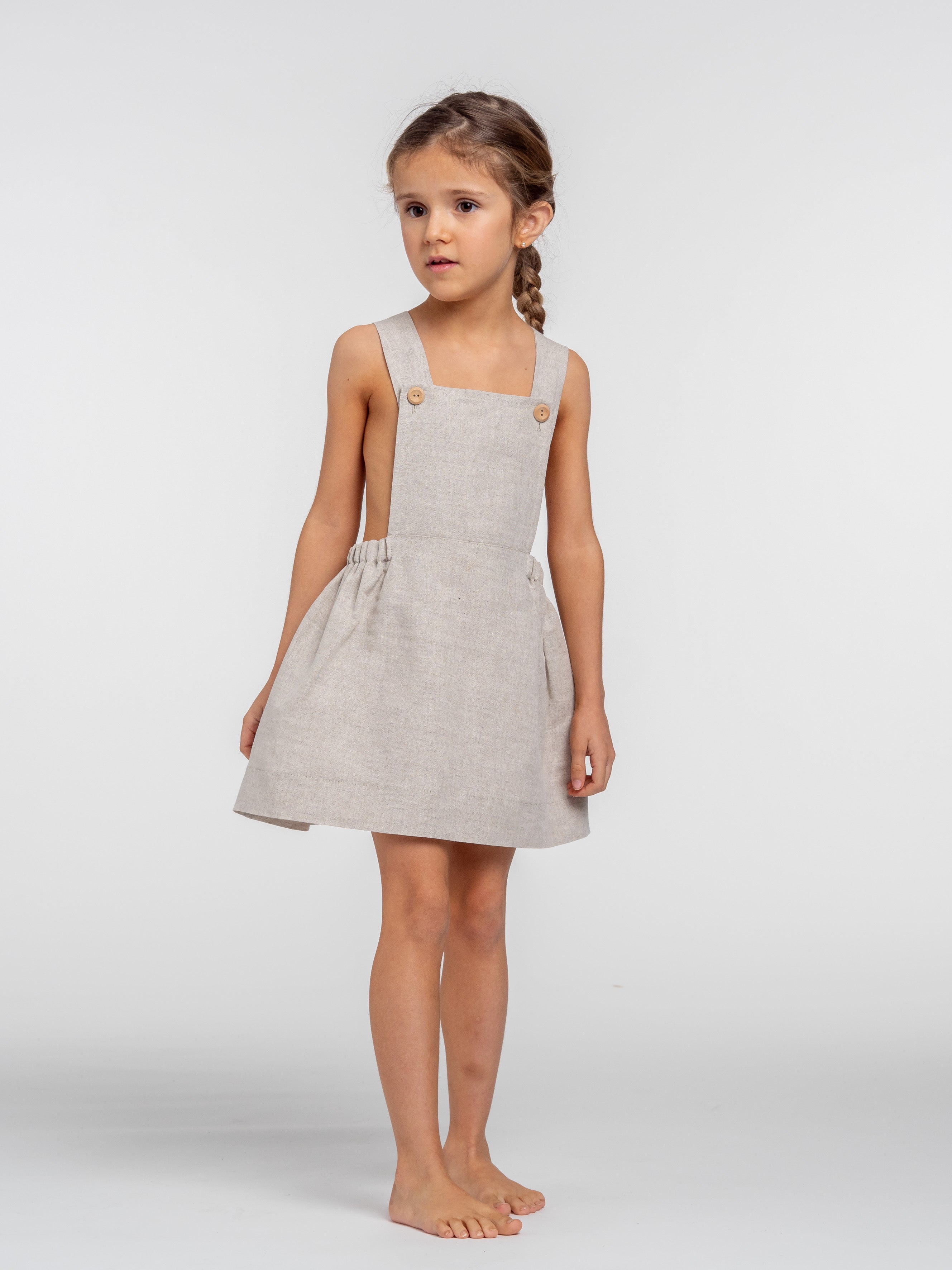 Raw linen overall skirt