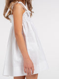 Vestido gomas lino blanco